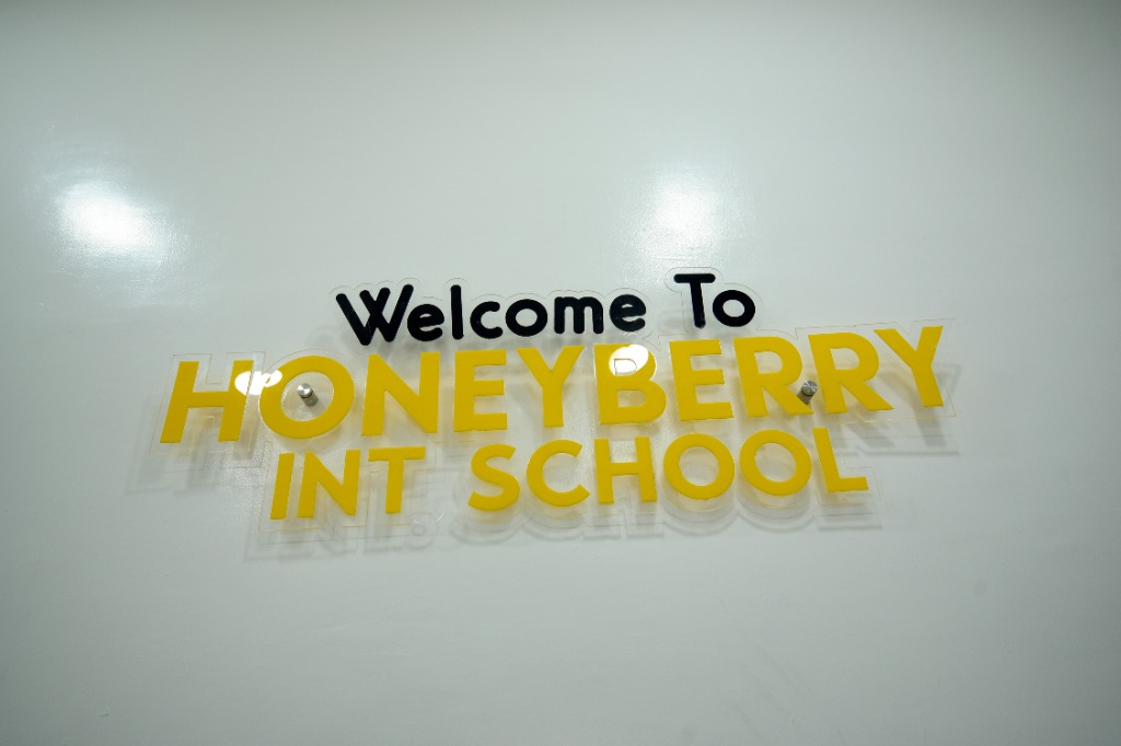 HoneyBerry International School welcome wall